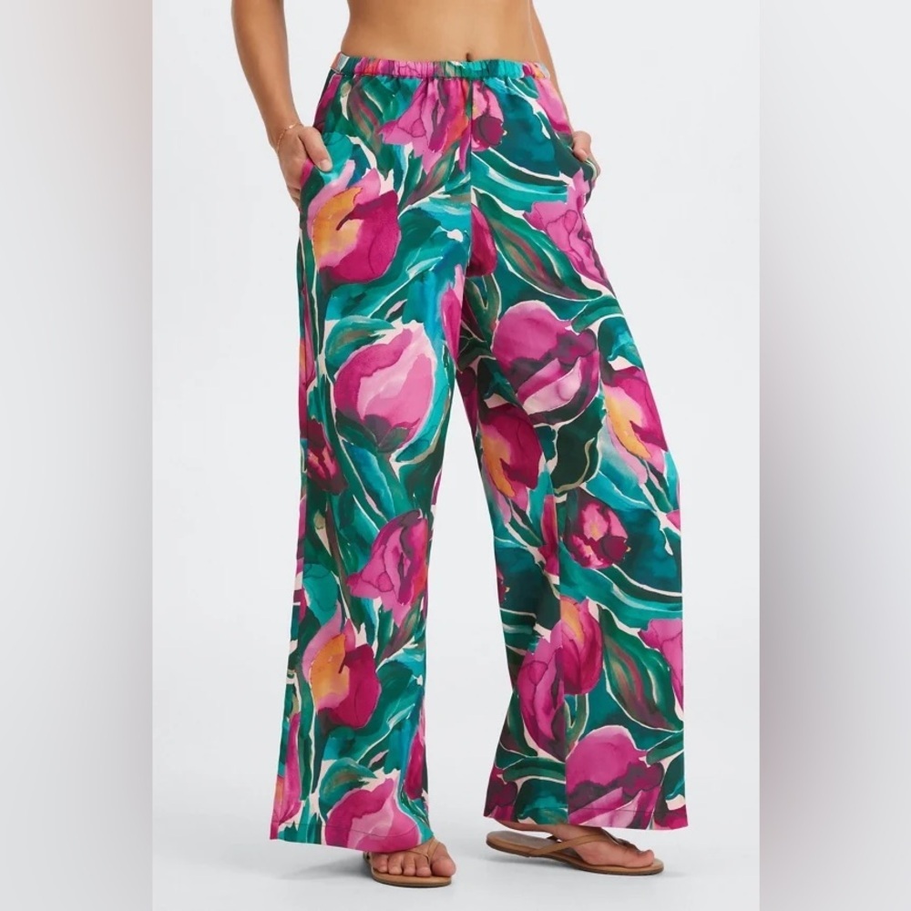 Fabletics | EcoSatin Tropical Floral Sleep Bottoms Pants Small Loungewear PJs